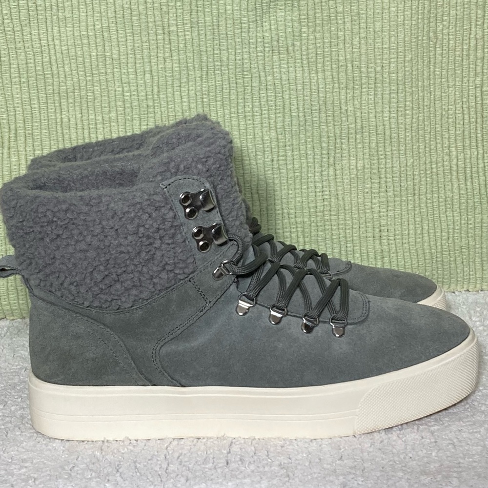 MARC FISHER Women's MFDARLEN-T Grey Suede Lined Boots Sneaker Shoes SZ 9.5M